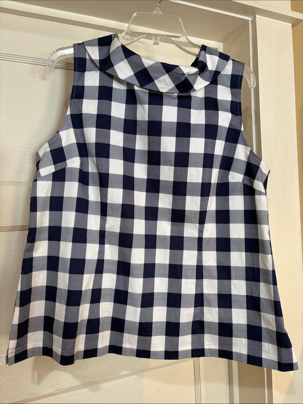 Talbots  Navy and White Gingham Sleeveless Dress